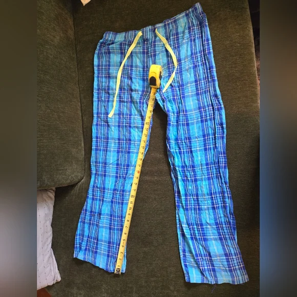 XL Sleep & Co Plaid Blue Pajama Pants with Yellow Drawstring - Picture 3 of 6